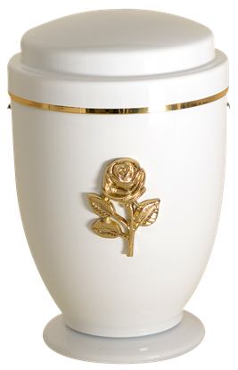 Picture of METAL URN WITH PEDESTAL WHITE FLOWER1