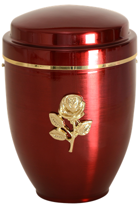 Picture of URN EN MÉTAL ROUGE FLEUR1