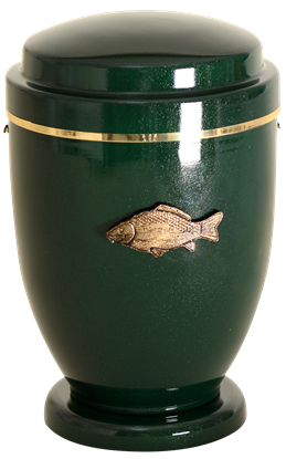 Picture of URN EN MÉTAL AVEC SOCLE VERT POISSON