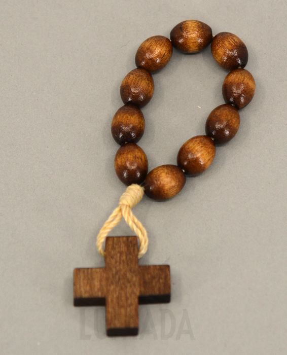 Immagine di WOODEN 10 BEADS ROSARY BROWN RLD303
