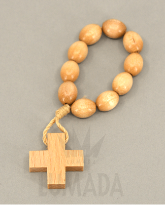 Bild von WOODEN 10 BEADS ROSARY BROWN RLD305