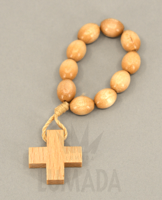 Afbeelding van WOODEN 10 BEADS ROSARY BROWN RLD305