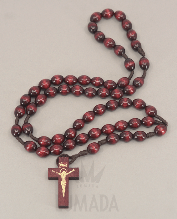 Afbeelding van WOODEN ROSARY DARK RED RLC013