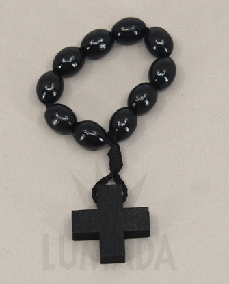 Picture of WOODEN 10 BEADS ROSARY BLACK RLD302