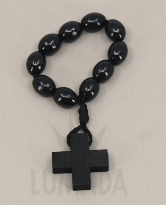 Afbeeldingen van WOODEN 10 BEADS ROSARY BLACK RLD302