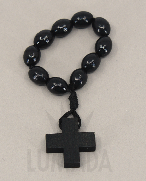 Immagine di WOODEN 10 BEADS ROSARY BLACK RLD302