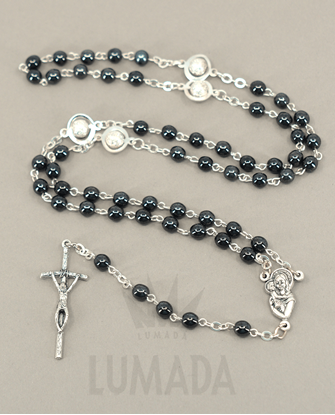 Picture of GLASS ROSARY BLACK UFO RSS7N