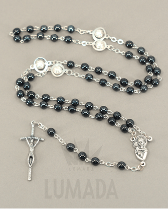 Afbeeldingen van GLASS ROSARY BLACK UFO RSS7N