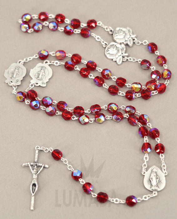 Bild von GLASS ROSARY RED RSS46R01