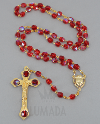 Bild von GLASS ROSARY RED RSS320006