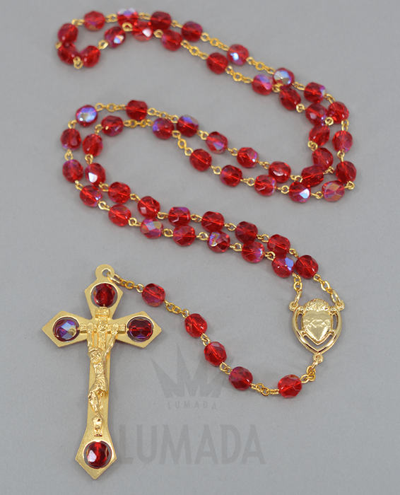 Afbeelding van GLASS ROSARY RED RSS320006