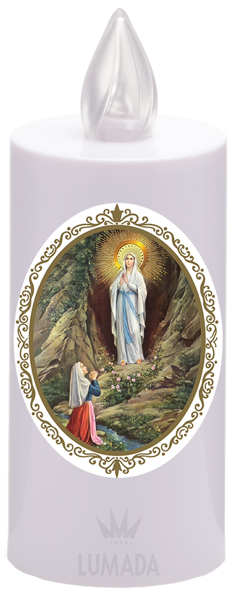 SVEČA IKONE VIS18  BELA (RU/PLAMEN)  D08 LOURDES (ZAMENLJIVE BATERIJE)