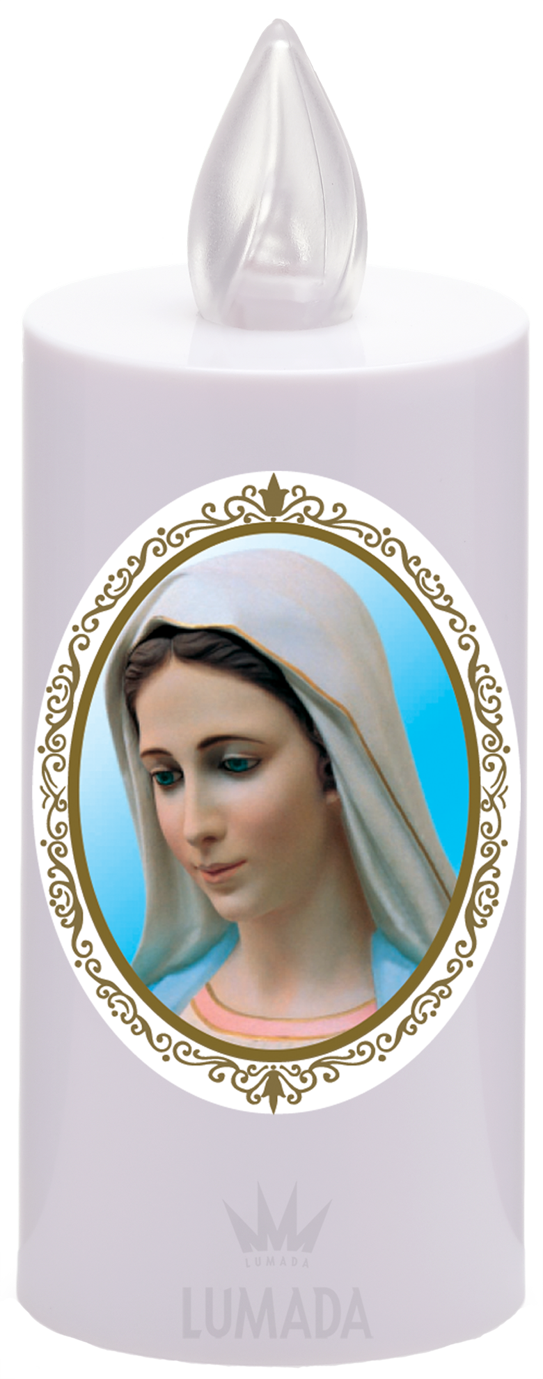 SVEČA IKONE VIS18  BELA (RD/UTRIP.)  D01 MEDJUGORJE (ZAMENLJIVE BATERIJE)