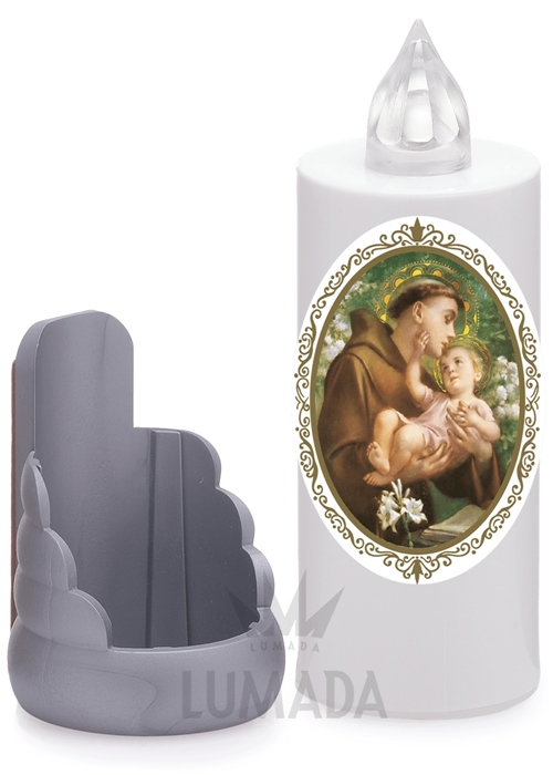 SVEČA LUMADA VDS150 BELA (RU/PLAMEN) D04 SV.ANTON - SREBRN PODSTAVEK - SKU: VDS150B-6CHD04