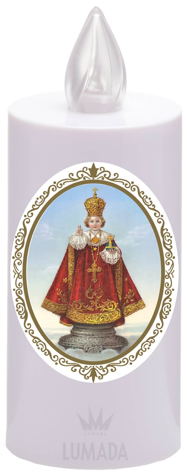 CANDLE ICON VIU18 WHITE (RED/FLICK.) D11 LITTLE JESUS - SKU: VIU18B-1D11
