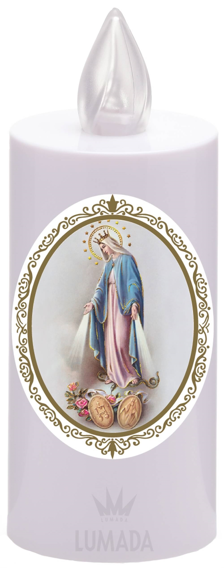 CANDLE ICON VIU18 WHITE (YELLOW/FLAME) D06 DEVINE MERCY - SKU: VIU18B-6D06
